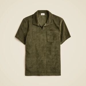 J.Crew Mens Terry Cloth Johnny Collar Polo Shirt Loden Green Size XL NWT